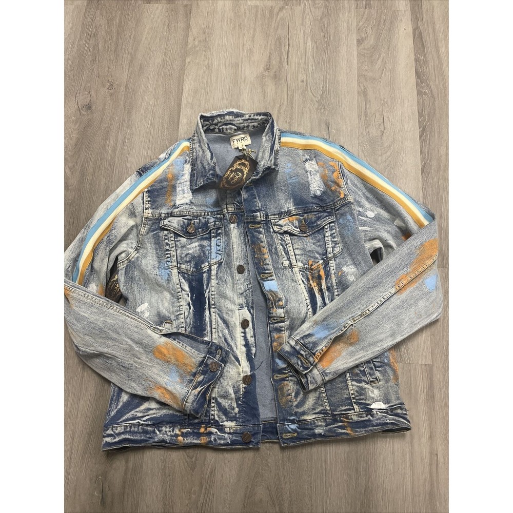 FWRD DENIM MENS ICE BLUE BUTTON JACKET SIZE 2XL NEW RETAIL 72